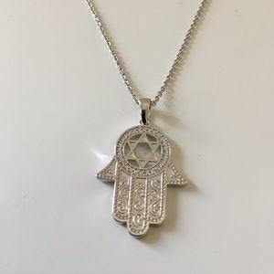 Sterling silver  Star hamsa necklace